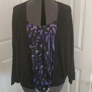 Cardigan with sewen in blouse